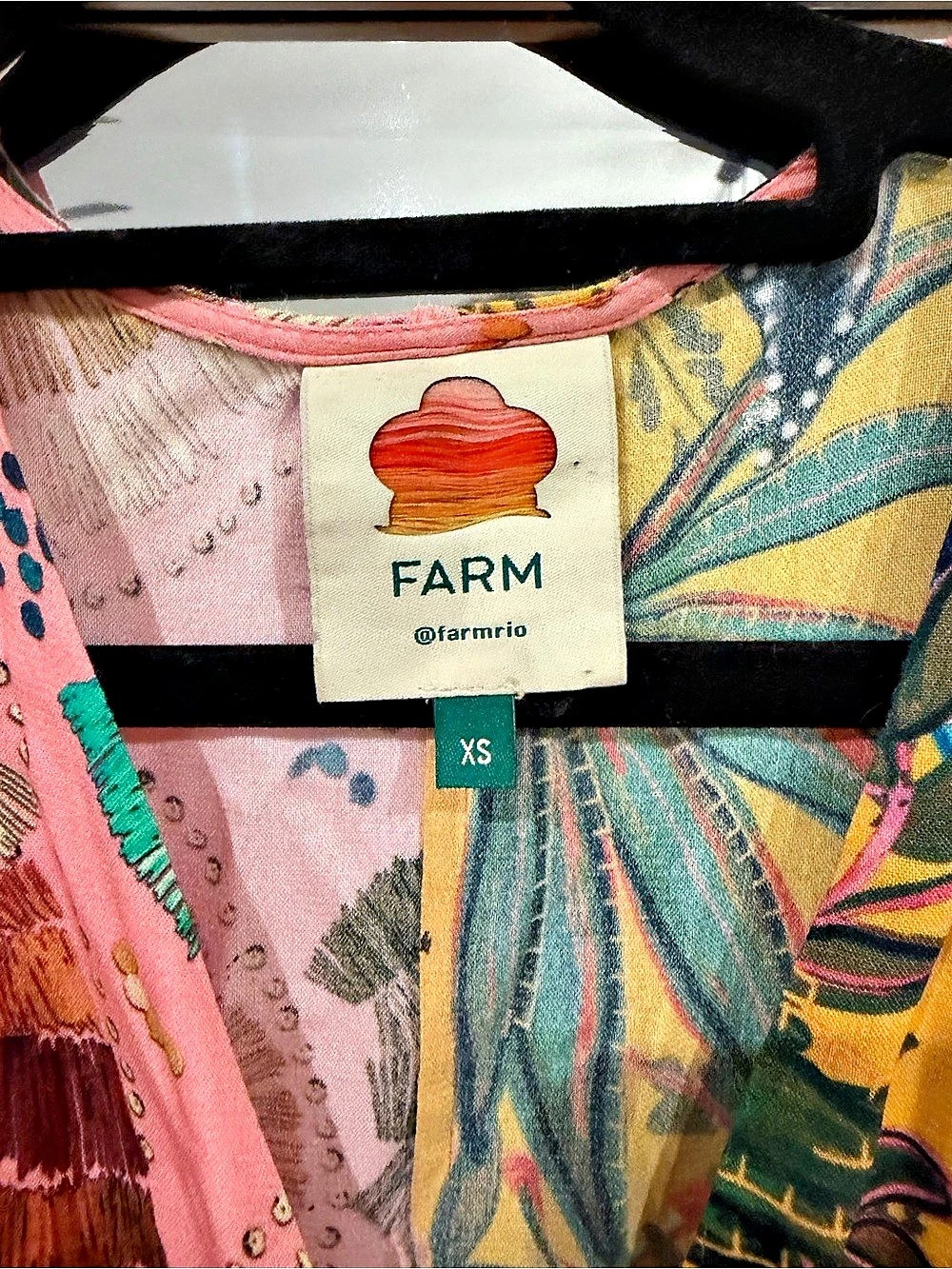 FARM Rio Birds In The Wild Wrap Maxi Dress Pink & Yellow XS - Picture 3 of 3